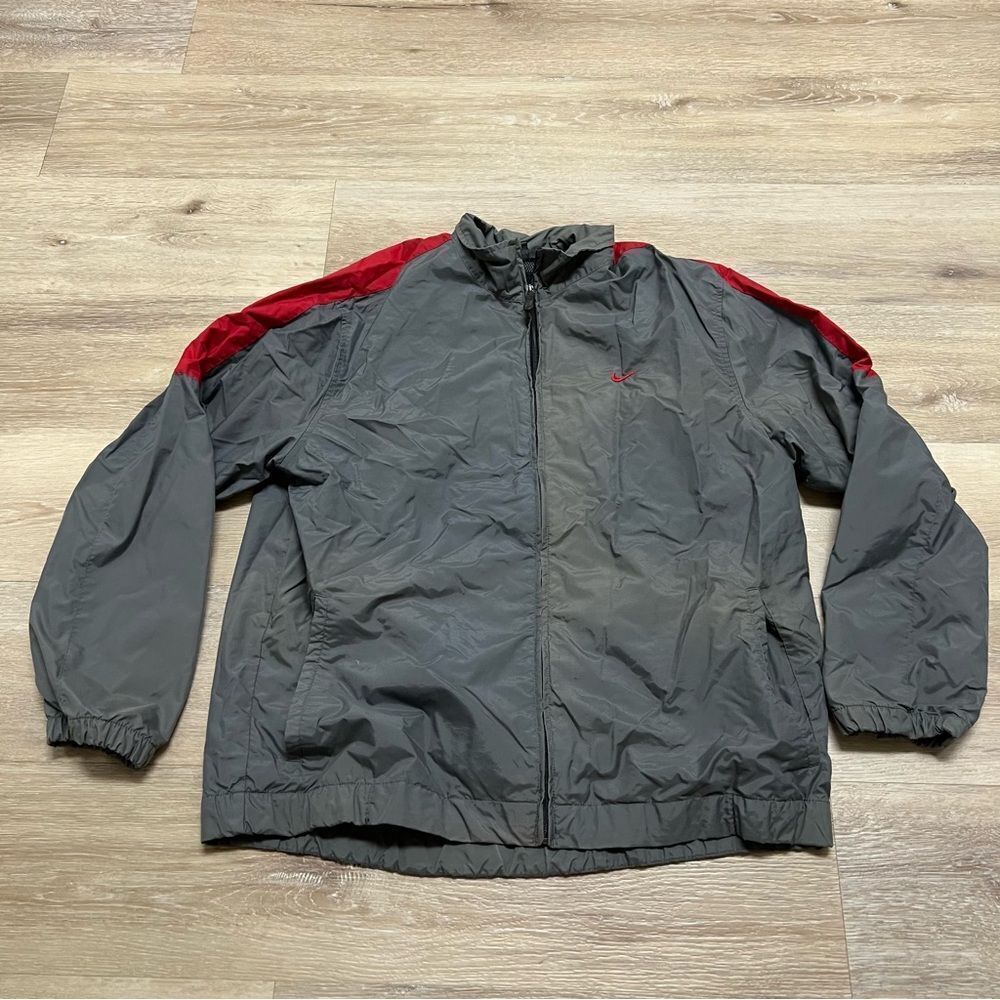 Vintage Nike Gray Tag Track Jacket Adult Large Gray Red Mesh Lined Y2K Faded